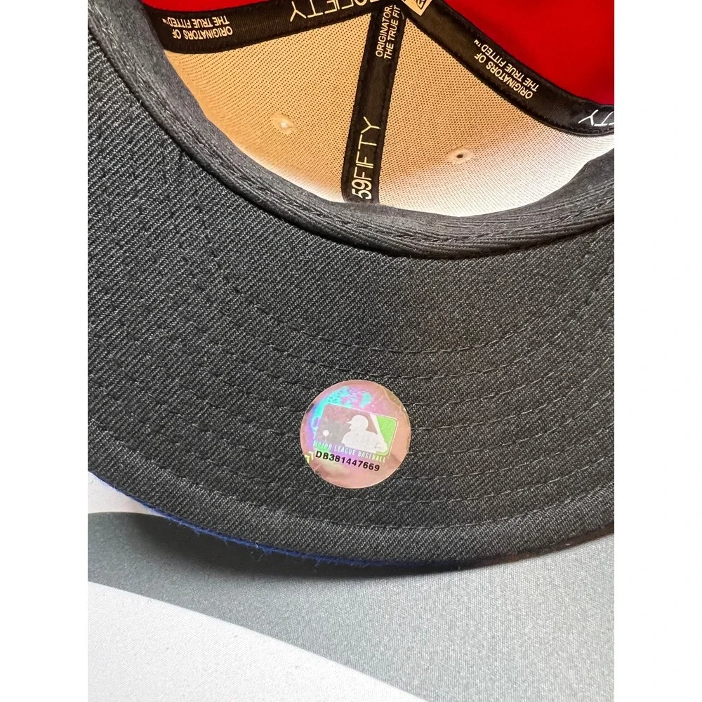 New Era Montreal Expos Fitted Hat Mens 6 7/8 Blue Red Cream 59FIFTY MLB Cap